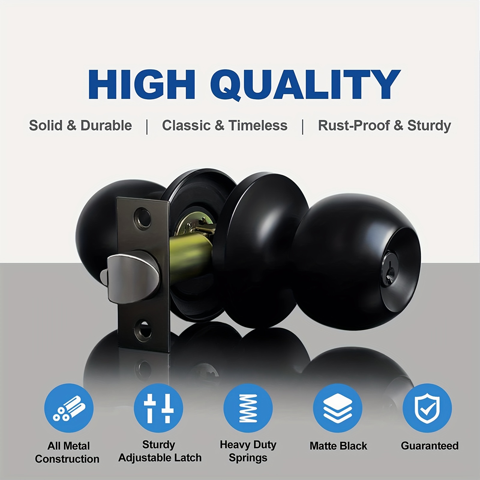 Door Knobs Lock Key Matte Black Round Ball Locks - Temu