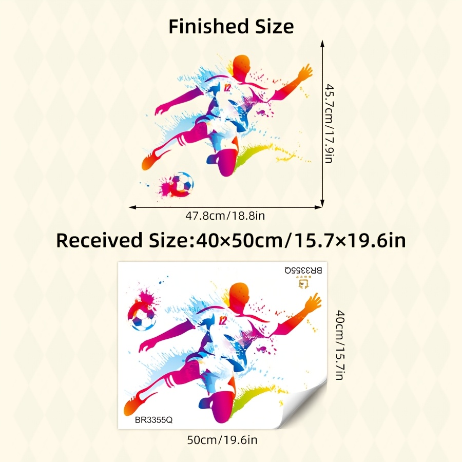 Image of 1pc Brup Colorful Football Player Sports Theme Pvc Self-adhesive Wall Sticker, With Semi-, , Perfect For Living Room, Bedroom, Or Porch Decor