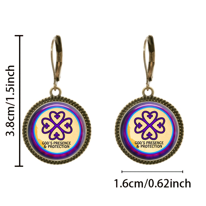 2pcs Blue Classic Clover Pendant Earrings Set, Gift