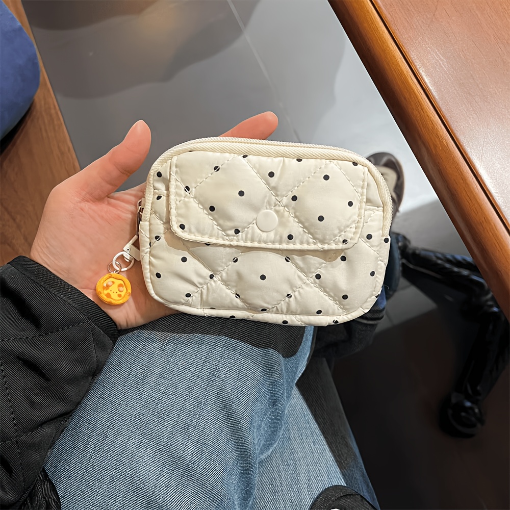TEMU 2pcs Set: Polka Dot Storage Pouch   Egg Tart Decorative Charm, Key Pouch, Ccd Pouch, Holder, Id/earphone/jewelry Organizer Pouch, Practical Gift