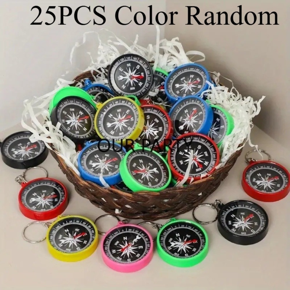 25pcs Outdoor Compass Keychain for Camping