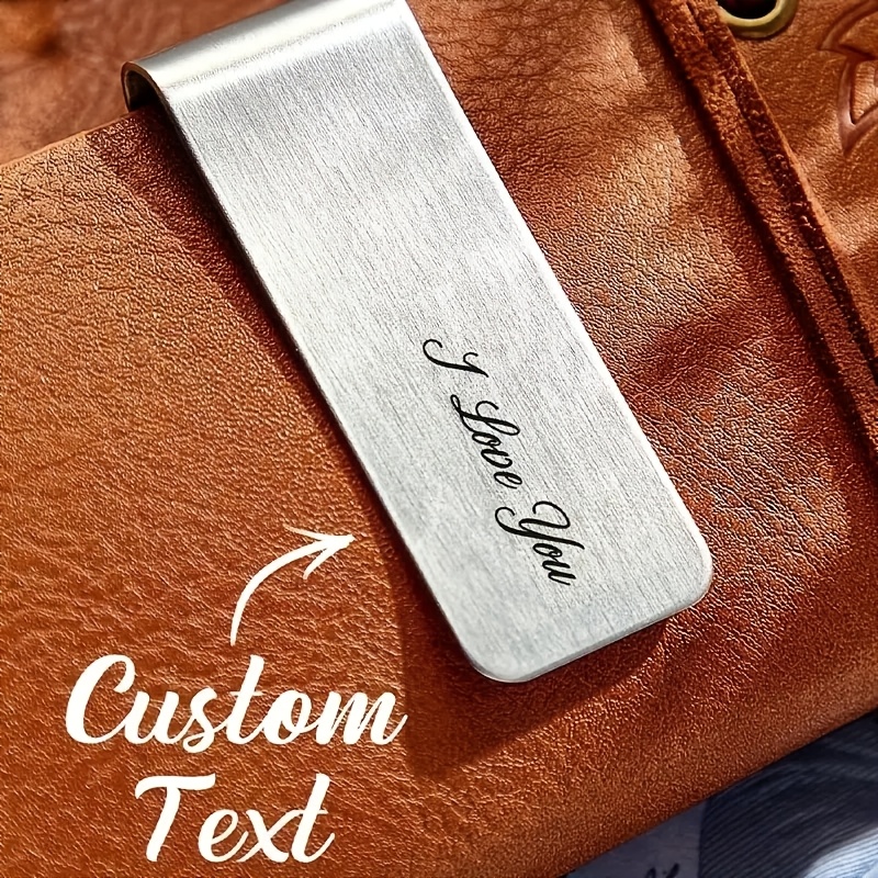 TEMU 1 Custom Stainless Steel Wallet - Front Engraving - Design For Wedding Anniversary, Father's Day, Valentine's Day, Ex-husband/friend/guy,