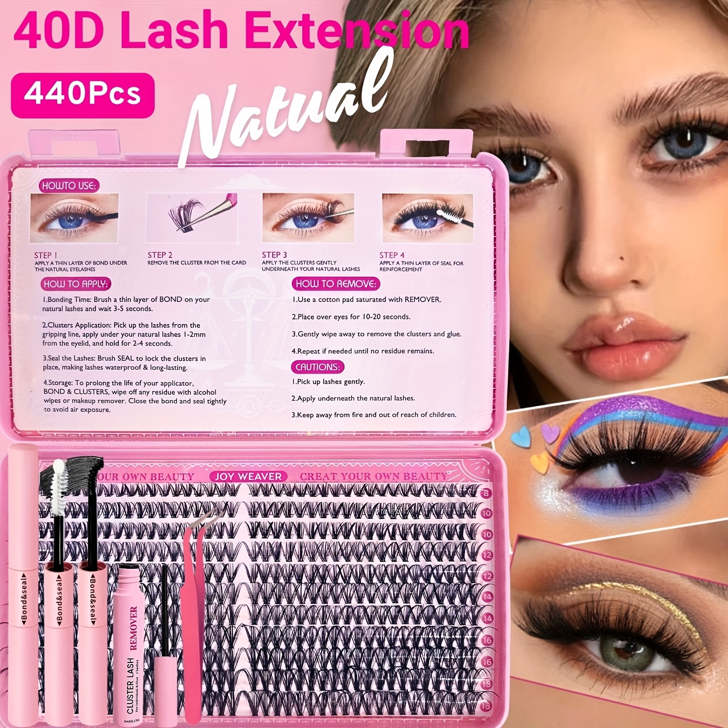 TEMU 440pcs Professional False Lash Kit, Lightweight And Thick Mink-like Lashes, 30d And 40d, D- Anime Doll Style, 10-12mm To 16-18mm Mixed Pre-cut ,