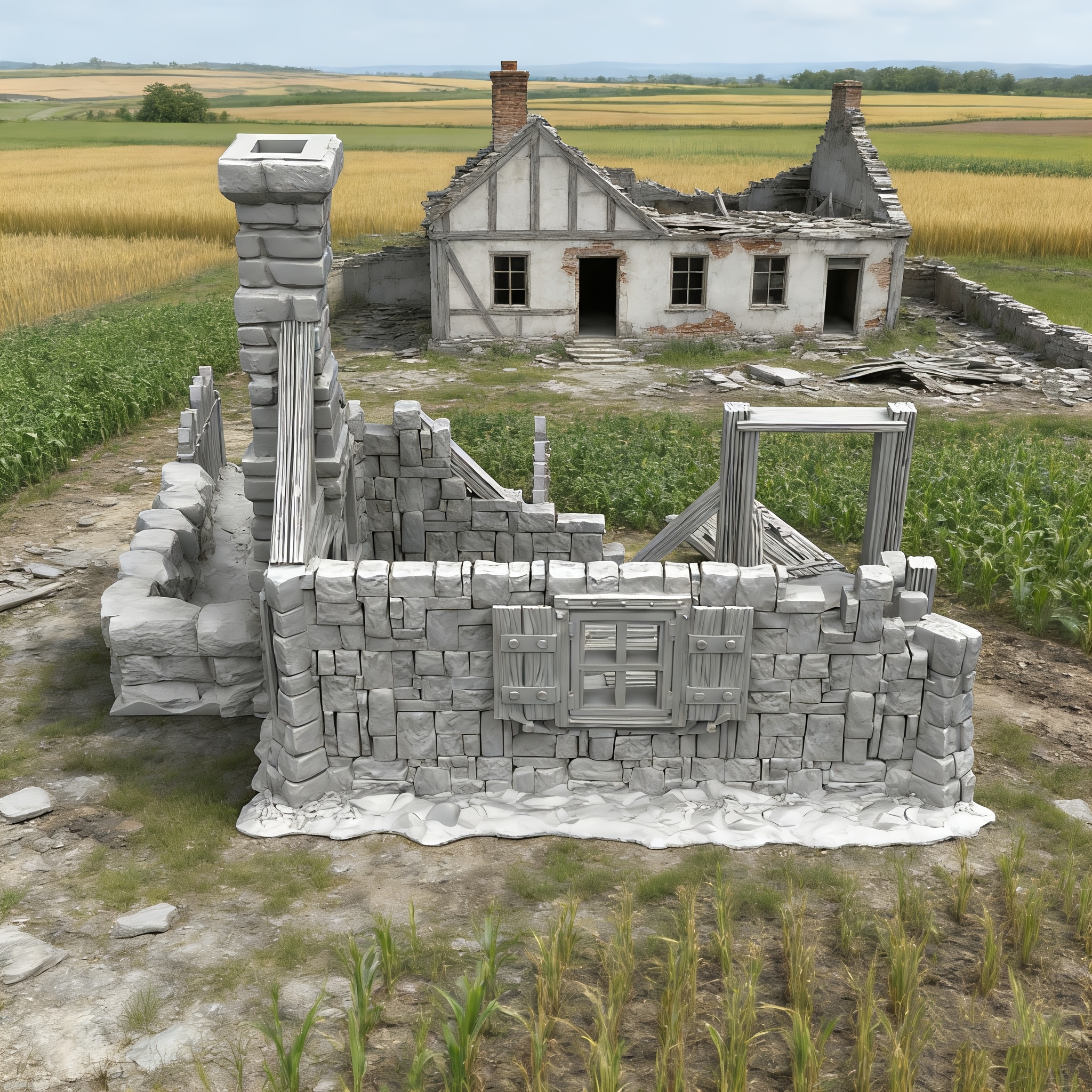Ruined House Model for Tabletop Games