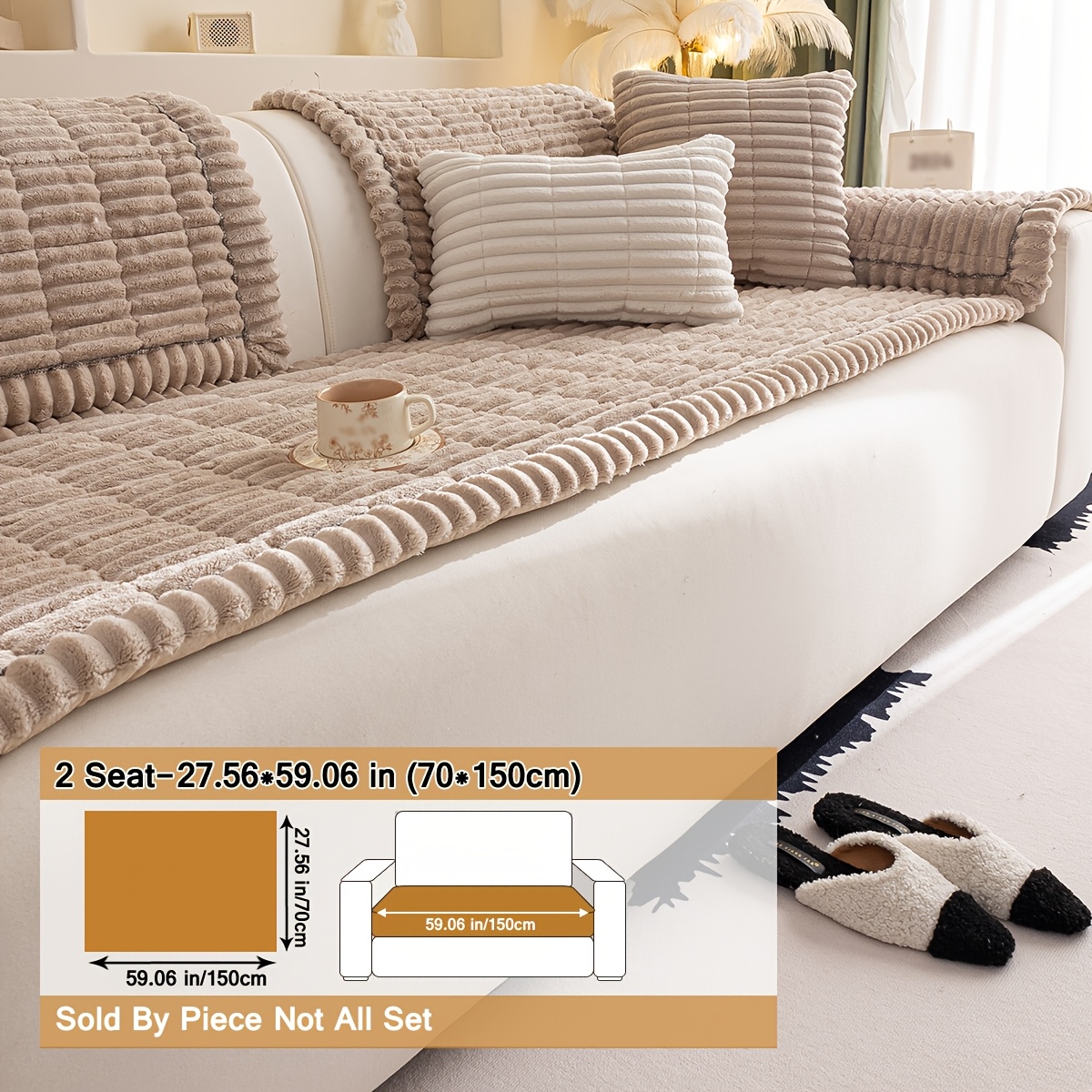 TEMU 1pc Bohemian Velvet Sofa Cushion - Machine Washable Pet-friendly Sofa Cover, Non-slip Seat Pad, Fits 1/2/3/4-seater Couches, Living Room
