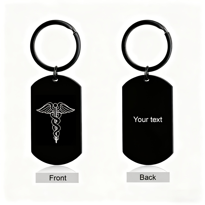 TEMU Id Necklace For Men, Personalized To Record Medical Information, Patient Reminder Dog Tag, 304 304l 304 304l Stainless Steel With Your Own
