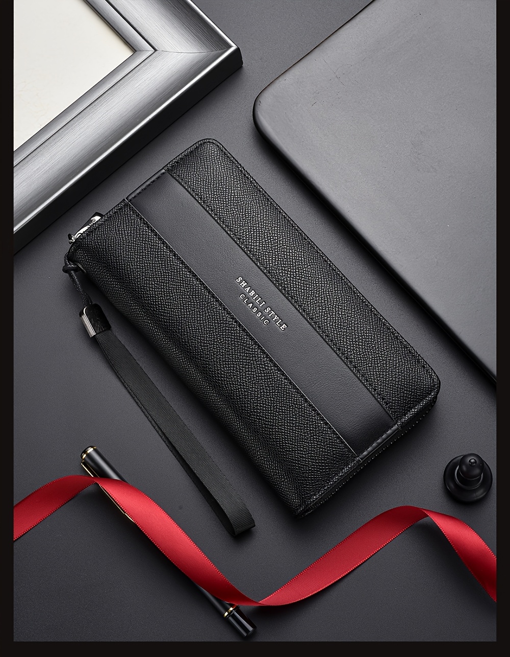 Cartera larga para hombre con gran capacidad, múltiples ranuras para tarjetas, monedero, tarjetero y clutch para .