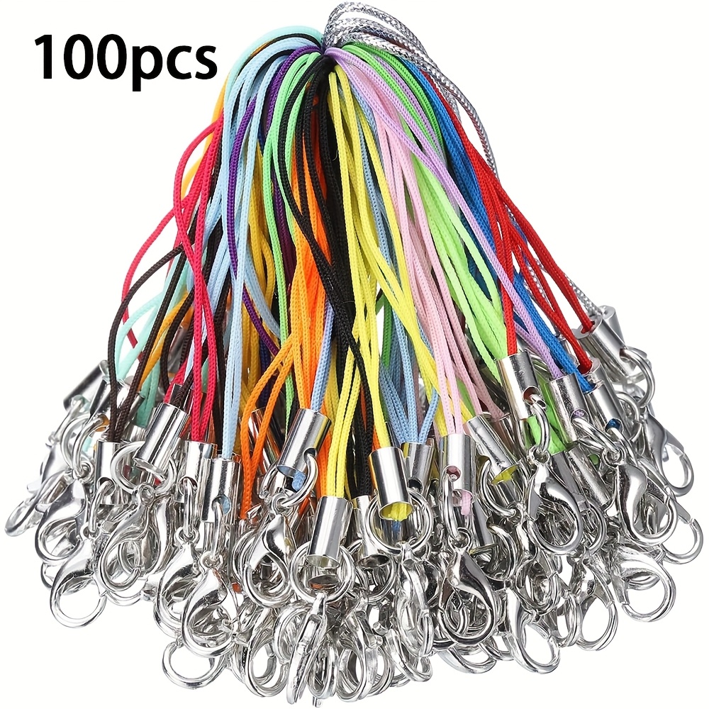 E-shop 100 Stück farbige Umhängeband- mit Karabinerhaken-Anhänger, geeignet für Handyhüllen-Schlüsselanhänger-DIY-Herstellung Endschnur-Zubehör
