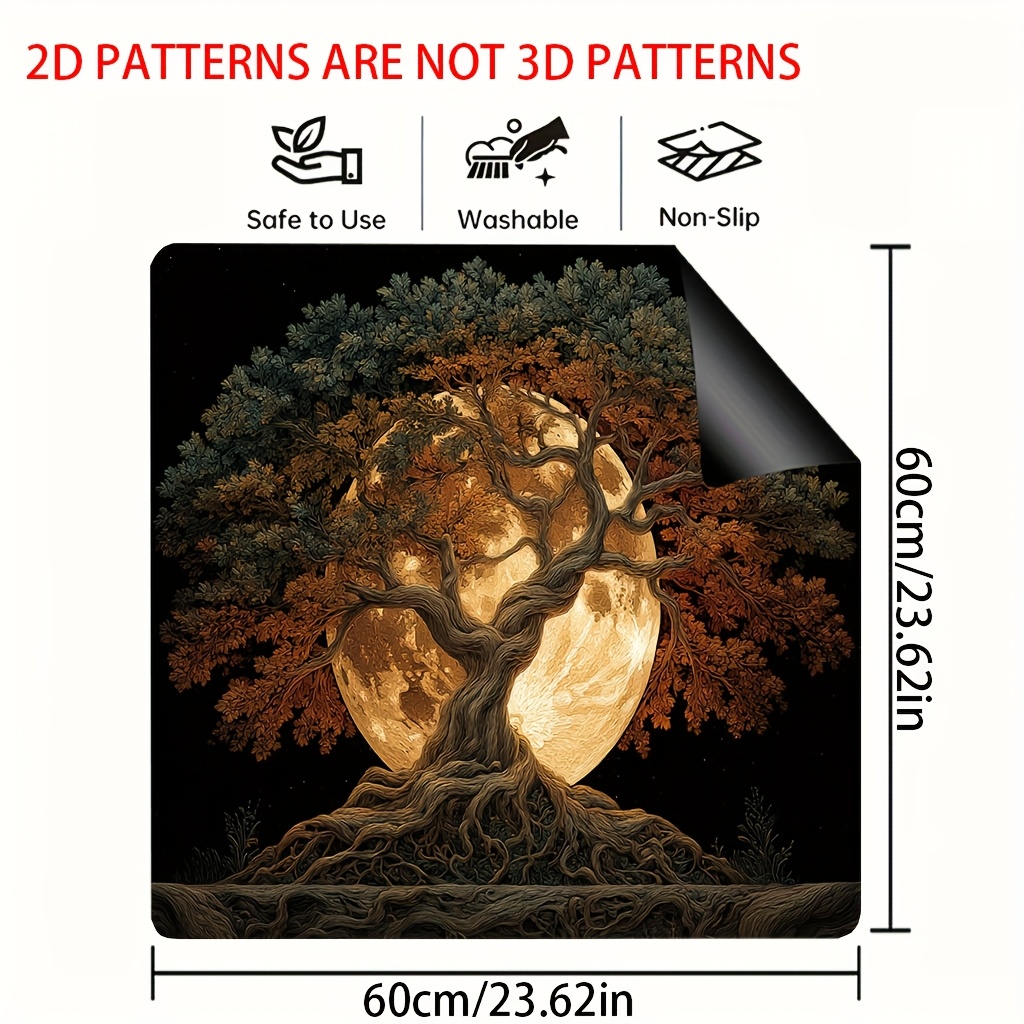TEMU 1pc Protège-plaque de cuisson avec motif Arbre de Vie et - Tapis -dérapant à la chaleur pour verre/induction/four, pour plaques de cuisson, plat