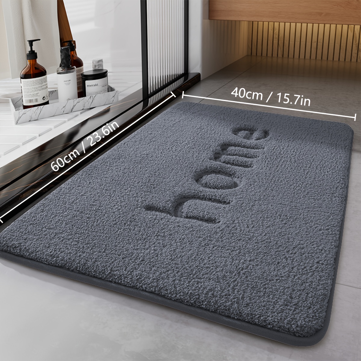 Image of Flannel Fluffy Toilet Mat Absorbent Doormat Embroidery Entrance Mat Thickened Sponge Non-slip Mat Carpet Entrance Mat