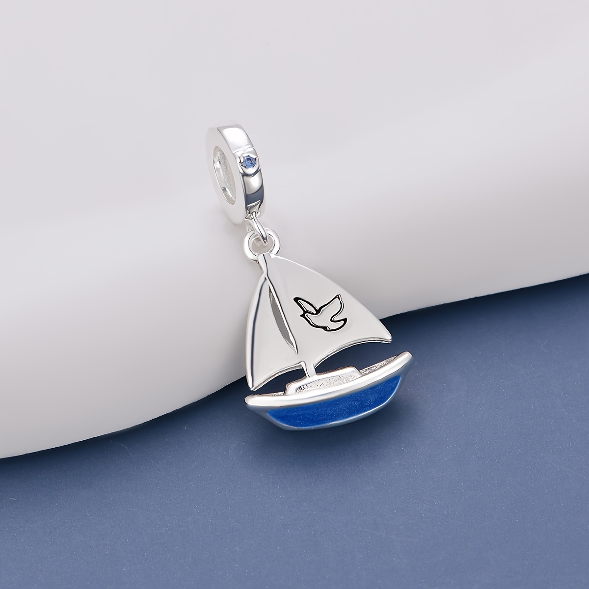TEMU 1pc Silvery Plated Copper Vacation Sailboat Shaped Pendant Suitable For Jewelry Making Bracelets Or Necklaces For Daily Wear Or As A Gift For
