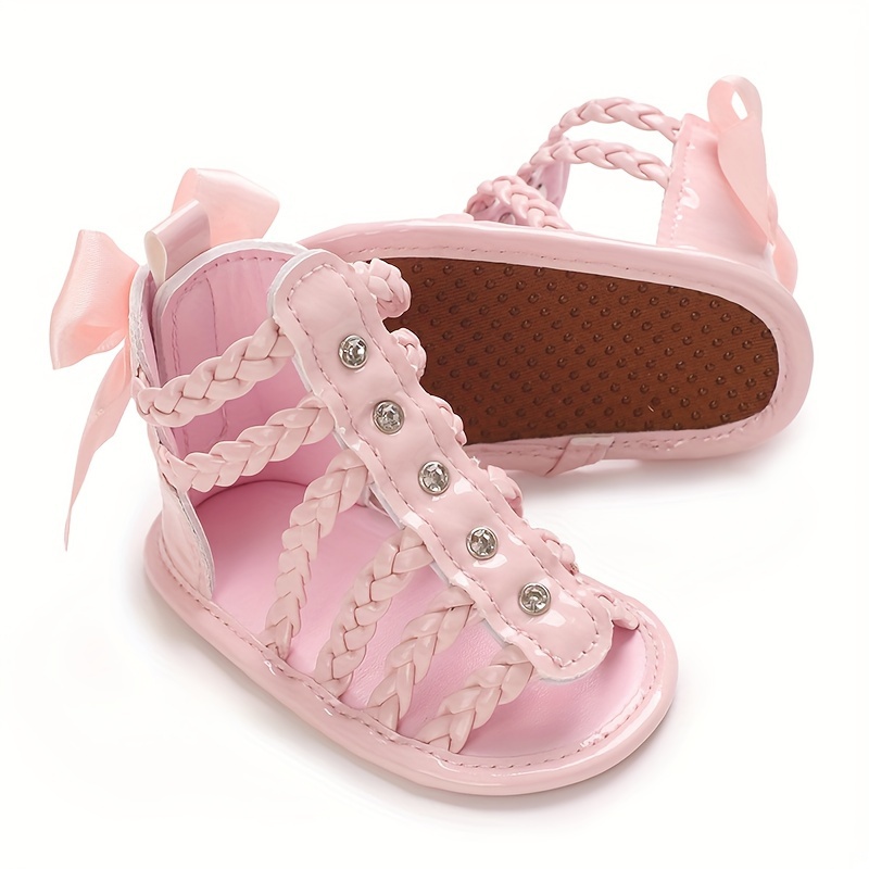 Trendy Cute Bowknot Decor Hollow Sandals For Baby Girls, Breathable Lightweight Walking Shoes For Summer