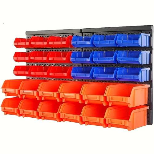 30pcs bin wall mounted storage heavy duty garage tool organizer for screws nuts bolts nails beads and small hardware parts