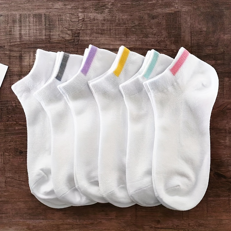 

Lot de 6 Chaussettes Invisibles Élégantes pour Femmes - Confortables, Respirantes en Mélange de Polyester avec Bordure Colorée, Parfaites pour &