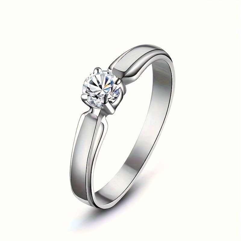 Women's Round Cubic Zirconia Engagement Ring Wedding Band