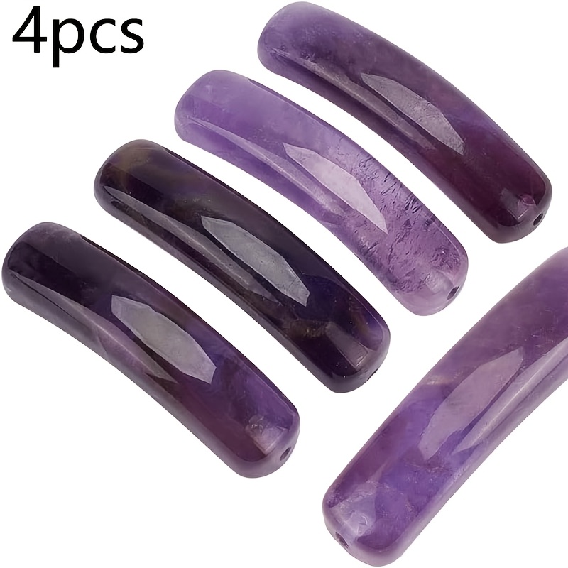 TEMU A Set Of 4 Assorted Beads In Different Colors (36 X 10 Mm) Made Of -shaped Transparent Quartz Crystal, Ideal For Bracelets And Necklaces