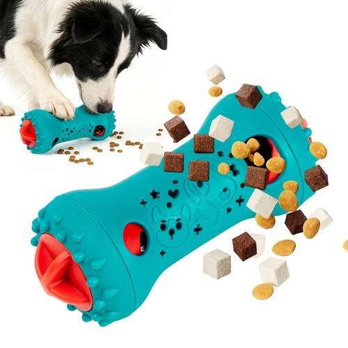 dog interactive slow feeder toy dumbbell design adjustable food dispensing suitable for iq physics training of large medium small dogs