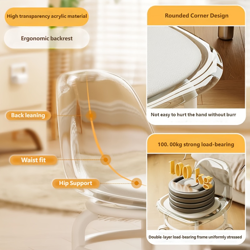 universal wheel small stool household low stool swivel stool round stool with backrest small chair movable shoe changing stool for entrance Product details 3