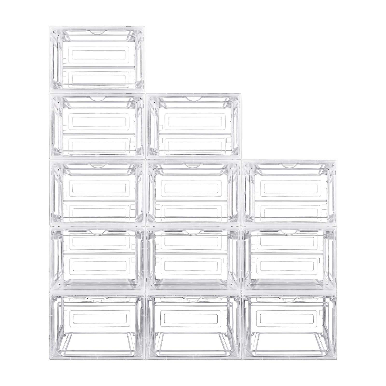 TEMU Set Of 12 Clear Plastic Shoe Storage Boxes, Ideal For Organizing Footwear In Your Closet, Stackable For Space , With A For Easy Visibility,