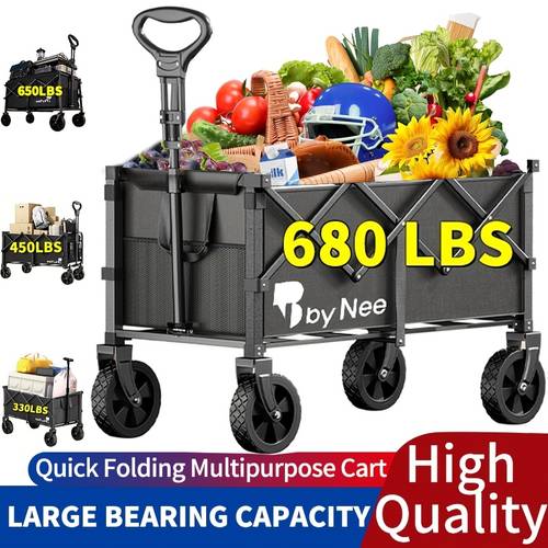 all terrain wheel foldable cart bearing capacity large capacity suitable for camping picnics garden labor stall shopping reinforced frame portable a must have for multi scene home outdoor activities