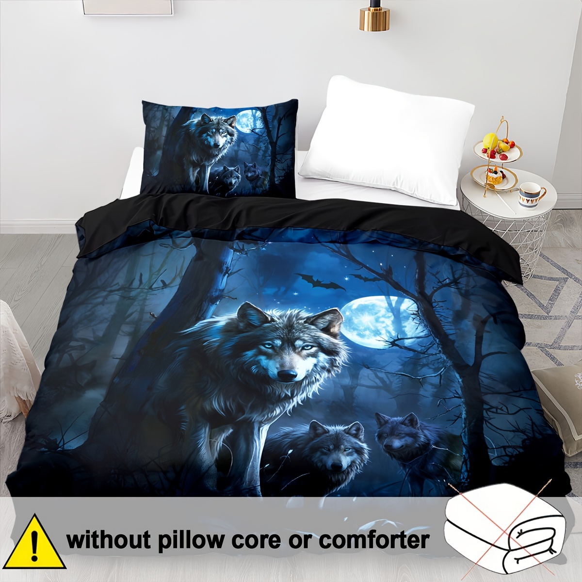TEMU 2 Or 3 Wolf-themed Duvet Covers For Double Beds, Soft And Comfortable, Wolf Bedding, Animal Print Bedding, Hunting Bedding, Camping Duvet Cover