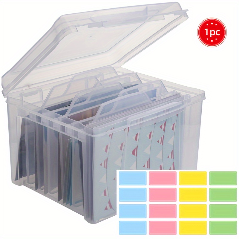 Image of Clear Greeting Card Storage & Organizer Box With 6 Removable Dividers, Label Paper For Holiday, Birthday, Get Well Cards, Photos, Crafts, Scrapbooking - Durable Plastic Material, Gift Card Holder