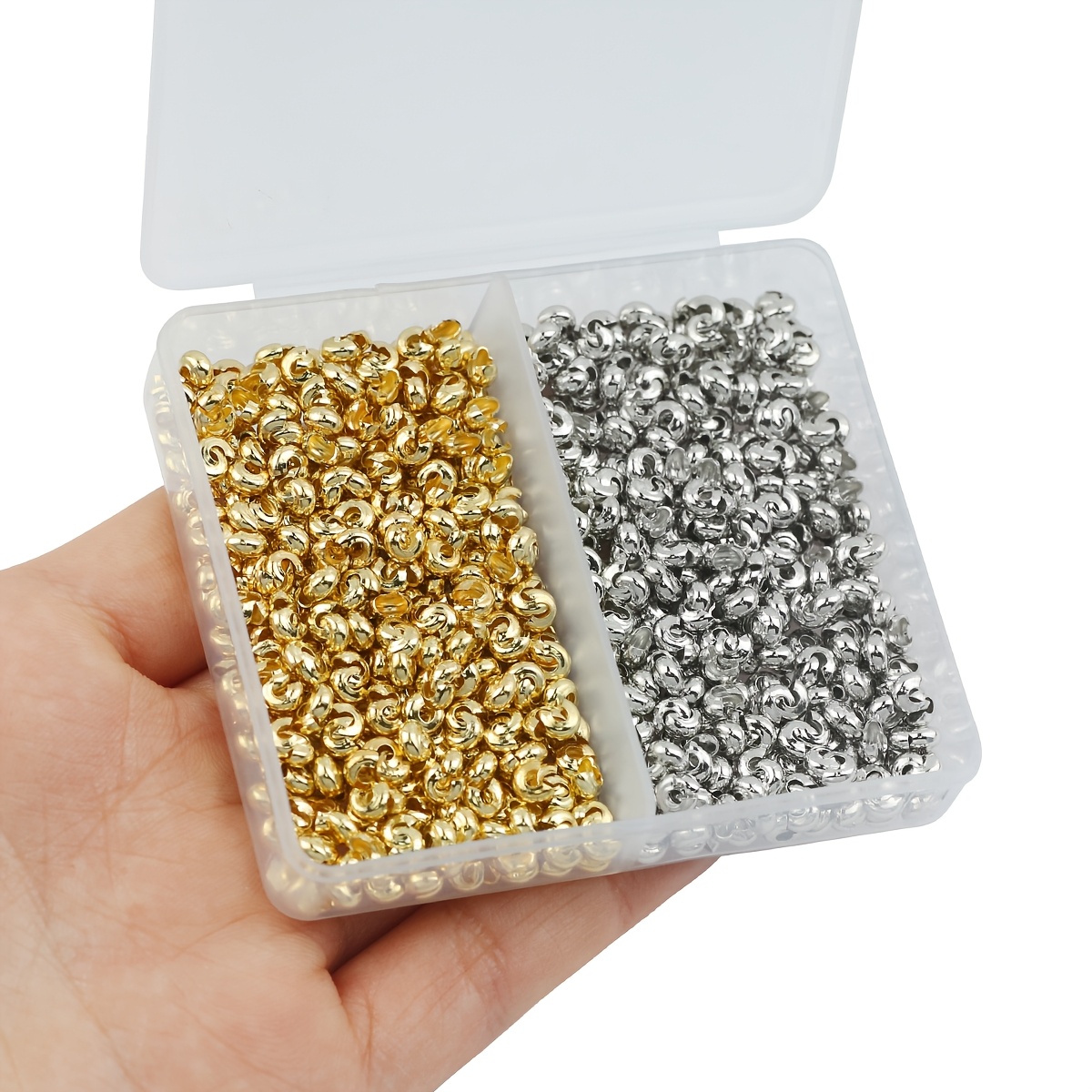 TEMU Scatola da 1 con 400 pz di Ganci a C a da 4mm, Chiusure a , Set , Tappi Terminali per Cordino di Braccialetto in Materiale Colorante Permanente