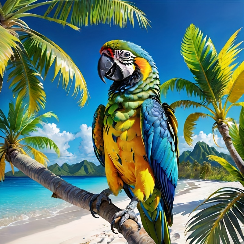 

5d Diamond Painting Kit - Exquisite Macaw , 11.8in X 11.8in, Full Round Drill Diy Craft Set For Relaxation And Room Decor, Perfect Handmade Artwork With Canvas Material - Animal Theme