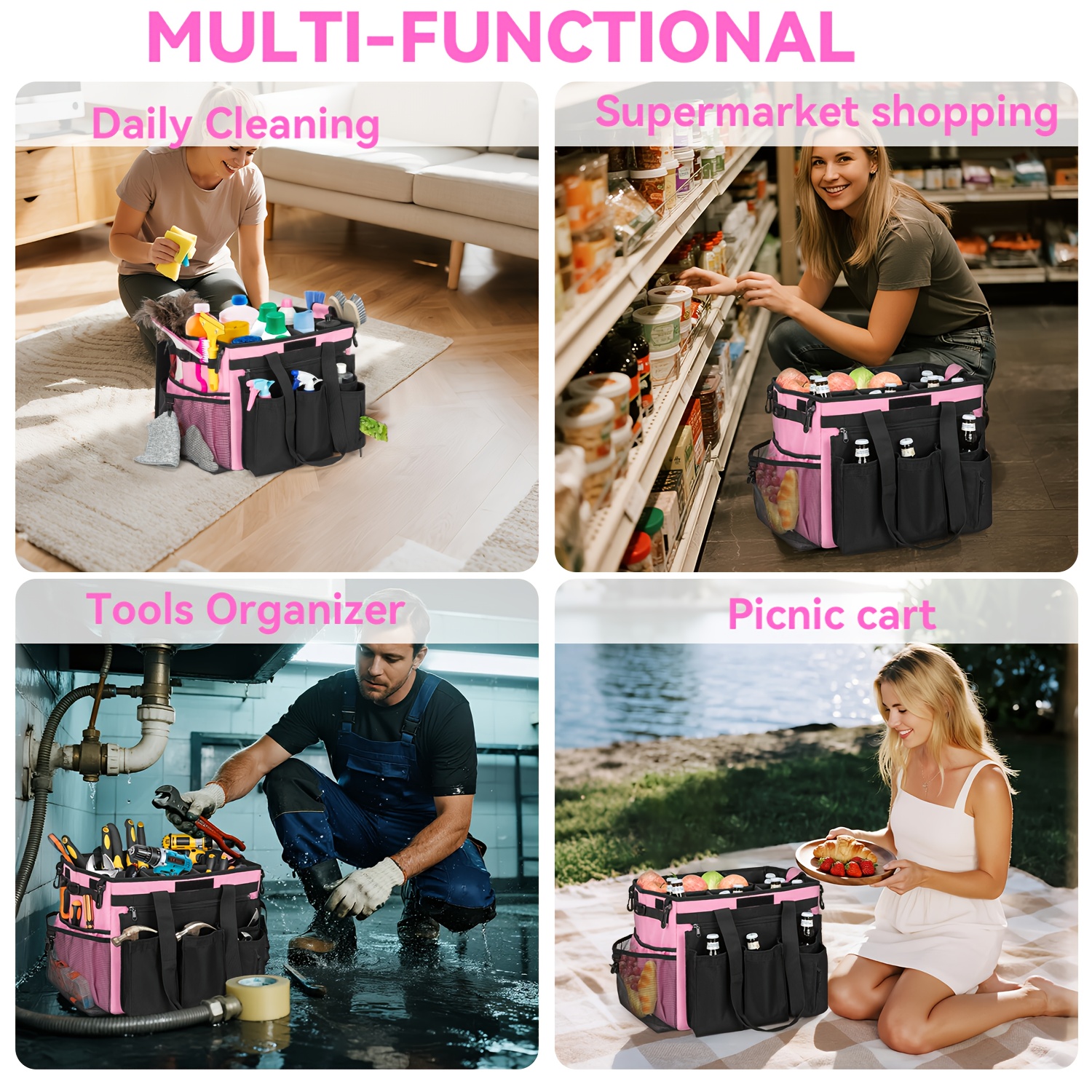 High-Capacity Large Rolling Cleaning Caddy Bag With Detachable... product image 10