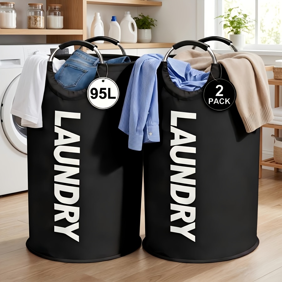 TEMU 2 Pack Jumbo Capacity Laundry Baskets, Foldable Heightened Laundry Hampers, Multi-scene Use For Bedroom, Living Room, Laundry Room, ; Household