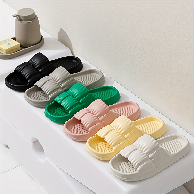 

Men's Solid Eva Slides, Non Slip Quick-drying Open Toe Slippers For Indoor Walking And Bathroom Shower