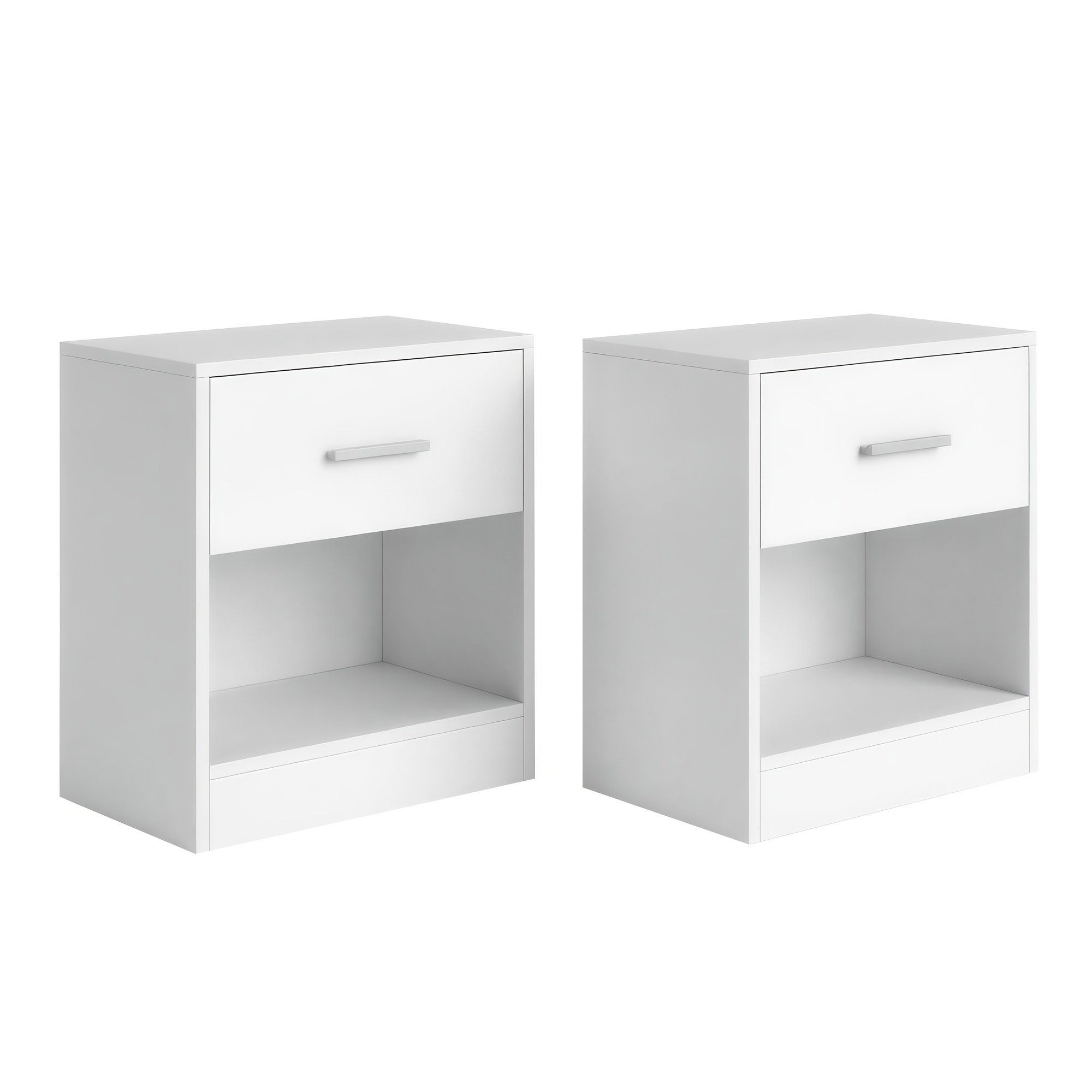TEMU Nightstands, Set Of 2, Side Tables With Drawer And Shelf, Bedside Tables, End Tables With Open Compartment, For Bedroom, Living Room, White