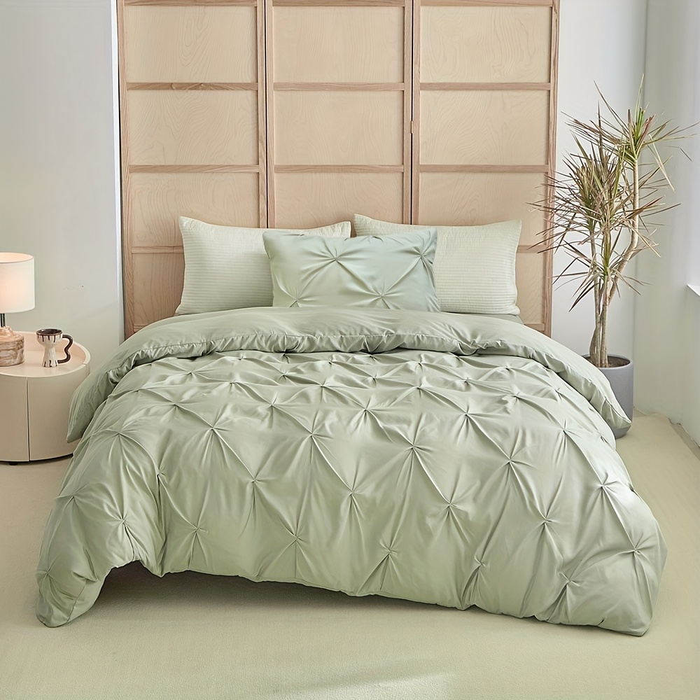 Image of Pull-out Technology 2/3 Pcs (1 Duvet Cover + 1/2 Pillowcase), Twist Pattern Fold Design, , Bedroom Bedding Duvet Cover, With Zipper And Corner Strap, Suitable For Women And Men
