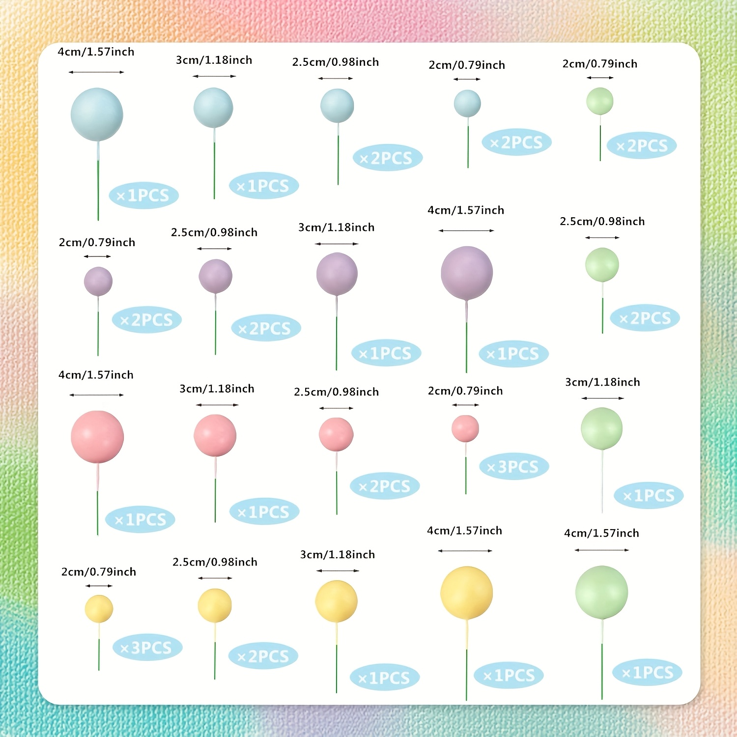 32pcs Colorful Ball Shaped Cake Topper Pearl Balls Cupcake Cake Insert Topper For Birthday Party Wedding Decoration Supplies ( Blue Purple Green)，halloween，christmas