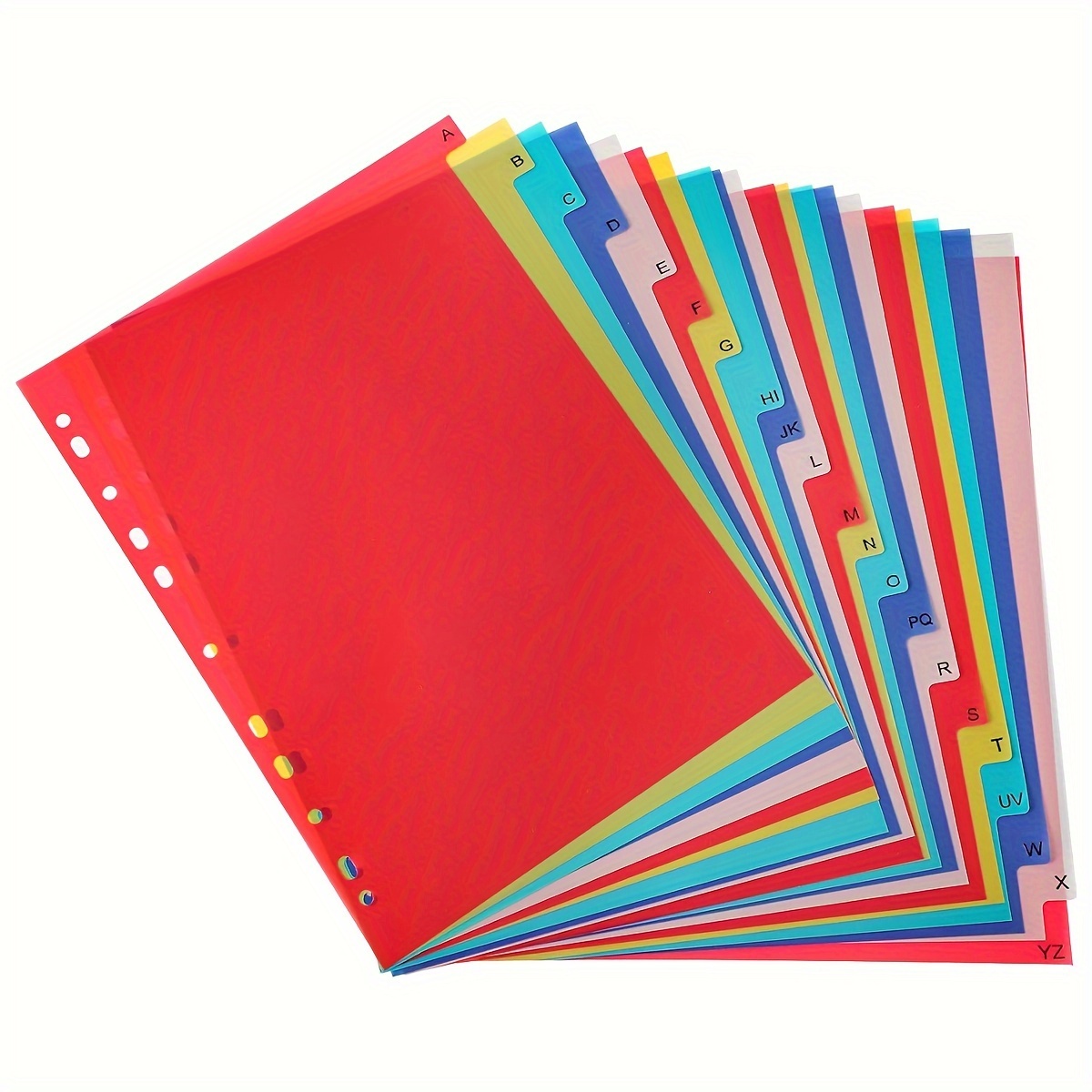 TEMU 21-pack Multicolor Plastic A4 Index Dividers With Tabs, Universal Punch System Compatible With 2/3/4/11 Ring Binders, Durable Tabbed Page Separators For Office And School Organization