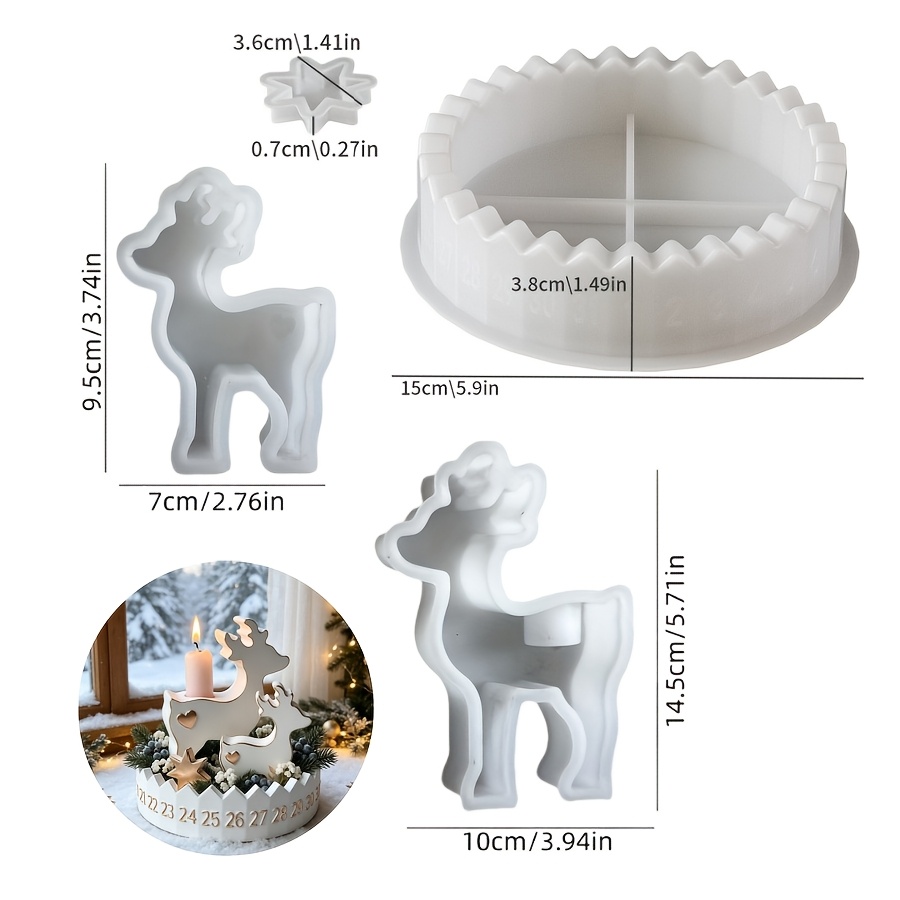 TEMU Set da 4 stampi in resina e silicone SILIKE LUFEI adatti per realizzare calendari 'avvento e ornamenti a forma di , decorazioni da per Natale/
