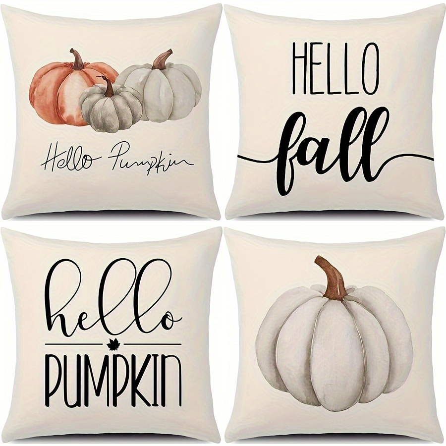 4pcs, Fall Throw Pillow, Covers Pumpkins Cushion Cover Autumn Decor Fall Pumpkins Pillow Covers Outdoor Square Pillow Covers For Cushion, Sofa Fall Pillow Covers