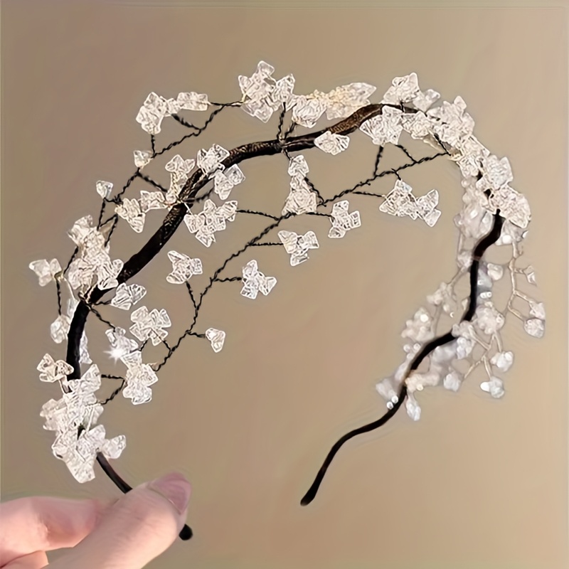 Handmade Beaded Headband Exquisite Woven Mesh Bridal Headband Light Luxury Fairy Temperament Hair Additions
