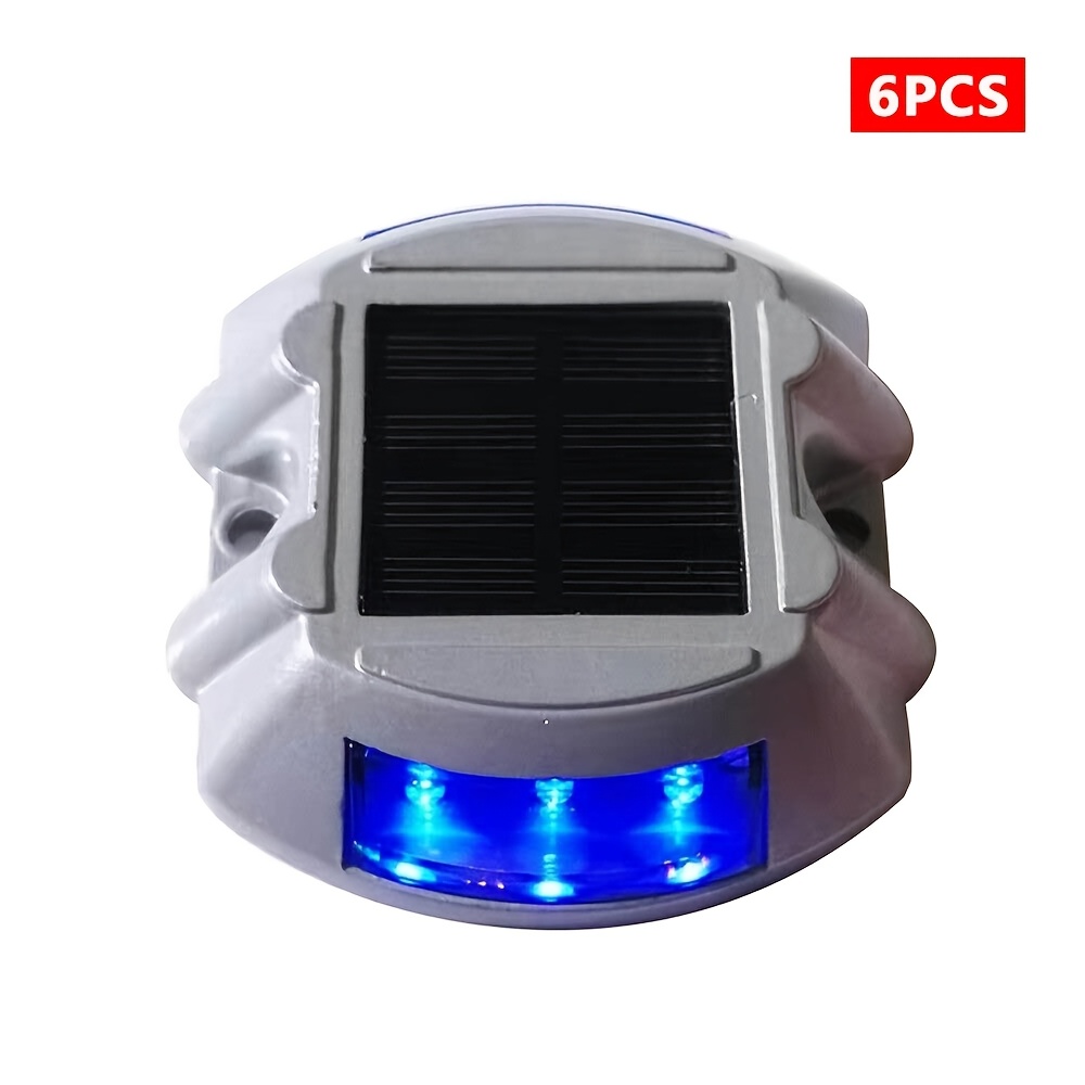 TEMU 6/8/10pcs Solar Deck Lights Driveway Dock Lights Led Outdoor Warning Step Lights For Driveway Sidewalk Garden Pathway Yard Ip65 (blue Light)