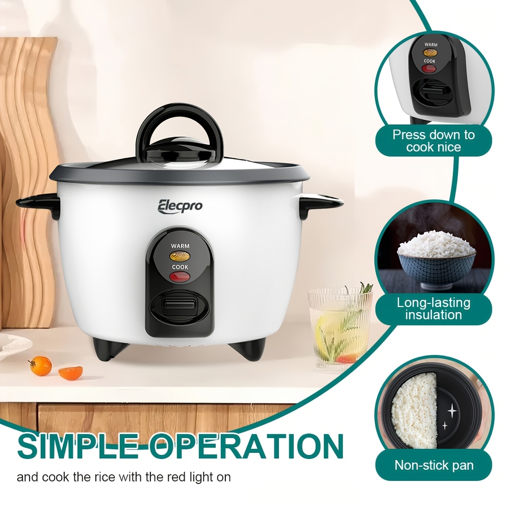 Elecpro Mini Rice Cooker 3 Cup Rice with Steamer, Portable Small Food Steamer, Removable Food Grade Non-Stick Inner Pot, Keeps Warm, Suitable for Grains, Soups, Porridge, Coarse Grain Elecpro Mini Rice Cooker 3 Cup Rice with Steamer, Portable Small Food Steamer, Removable Food Grade Non-Stick Inner Pot, Keeps Warm, Suitable for Grains, Soups, Porridge, Coarse Grain