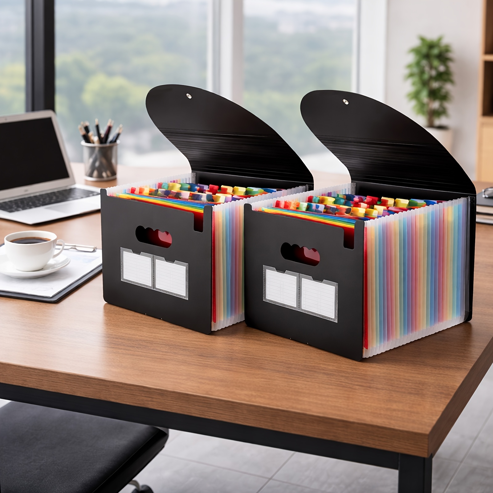 TEMU 2pcs Organisateur de à 25 Poches, Boîte de Fiches Extensible en Plastique, de de Papiers/ Documents/ Reçus (Format A4/Lettre) de Fournitures