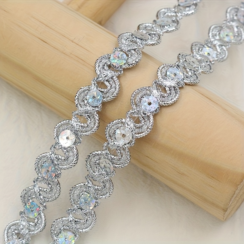 Long S-Shaped Sequin Lace with Golden Thread for Costumes