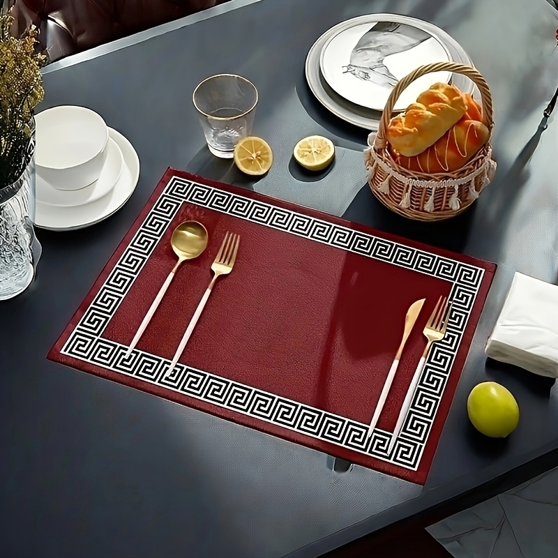 

4/6pcs Set Of Modern Simple Red Placemats - Elegant And Heat-resistant, Simple Chinese Design - Suitable For Holiday Banquets And Daily Dining Table, Coffee Table, Home Decoration
