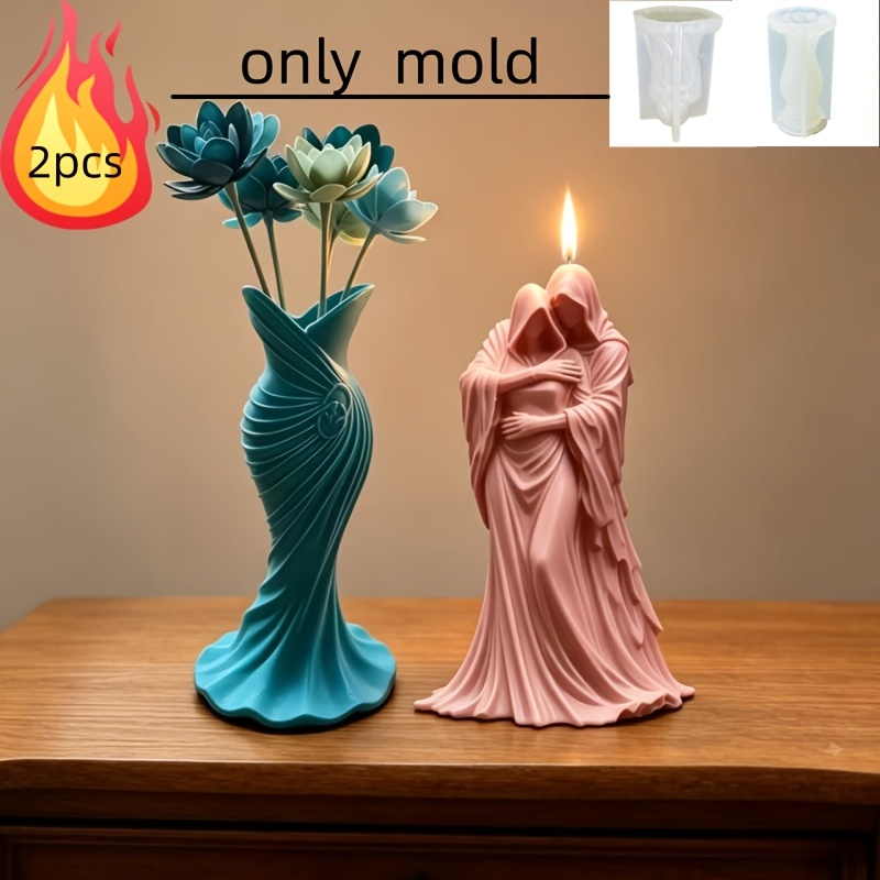 juego de 2 moldes de silicona para resina: molde de silicona   de   con vestido   +   de  , reutilizable.   1 molde de   con vestido   y 1 molde de   de  . ideal para hacer manualidades con resina, velas aromáticas, jabón de  , cemento
