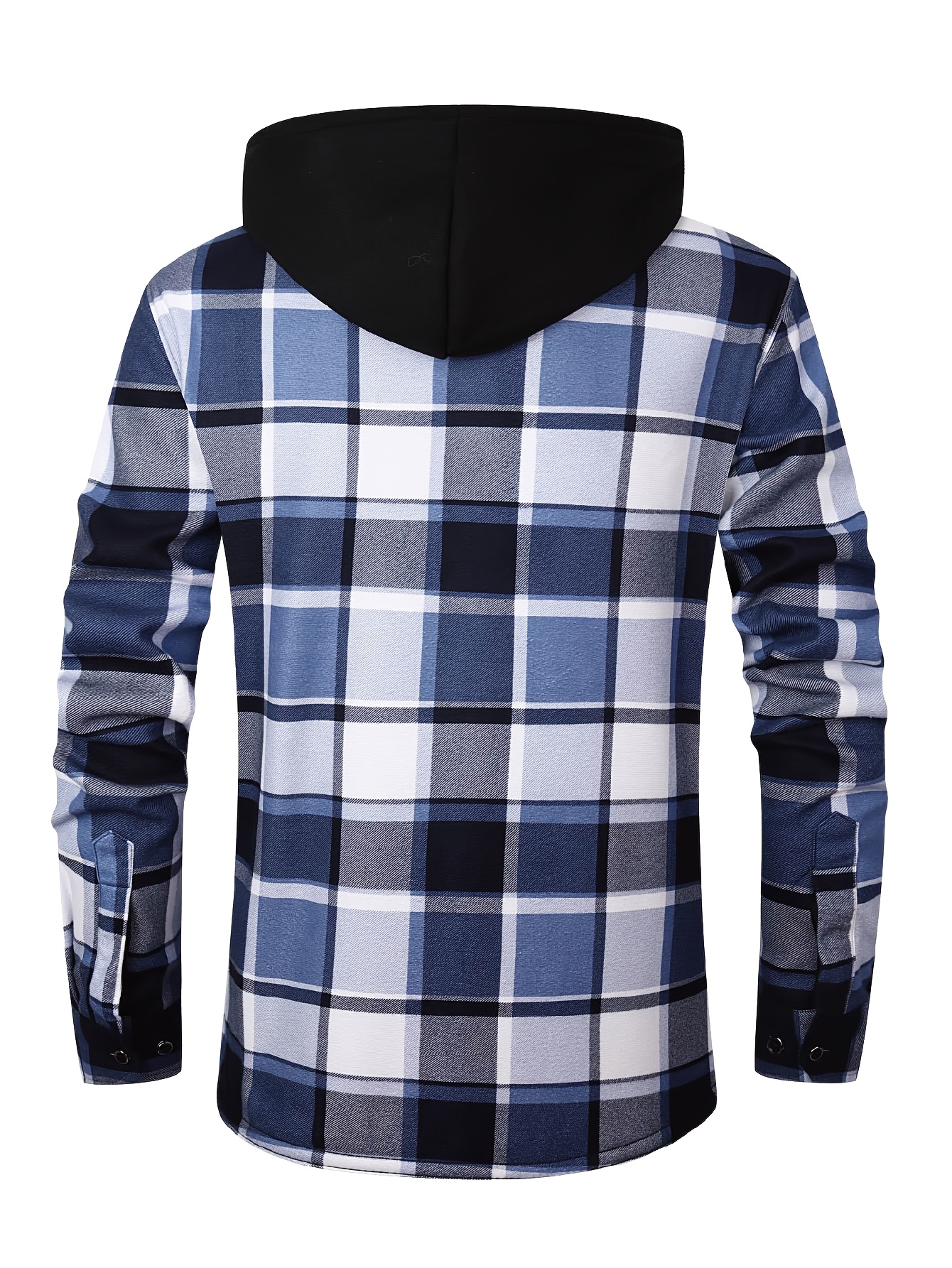 Thermisch werkschort met capuchon voor heren - Heavy-duty fleece gevoerde winterjas met ruitpatroon, volledige ritssluiting aan de voorkant, lange mouwen, overhemdjasje met knoopsluiting voor boerderij, bouw, buiten - Dik geïsoleerd laagstuk (s-3xl) - Ideaal voor Col