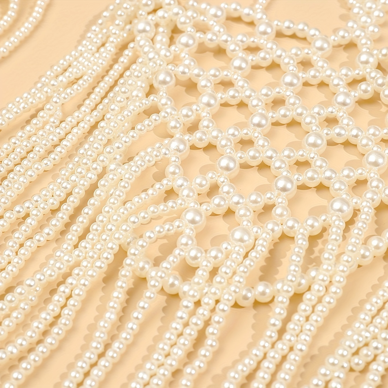 Faux Pearl Body Chain Silvery Plated for Weddings & Parties
