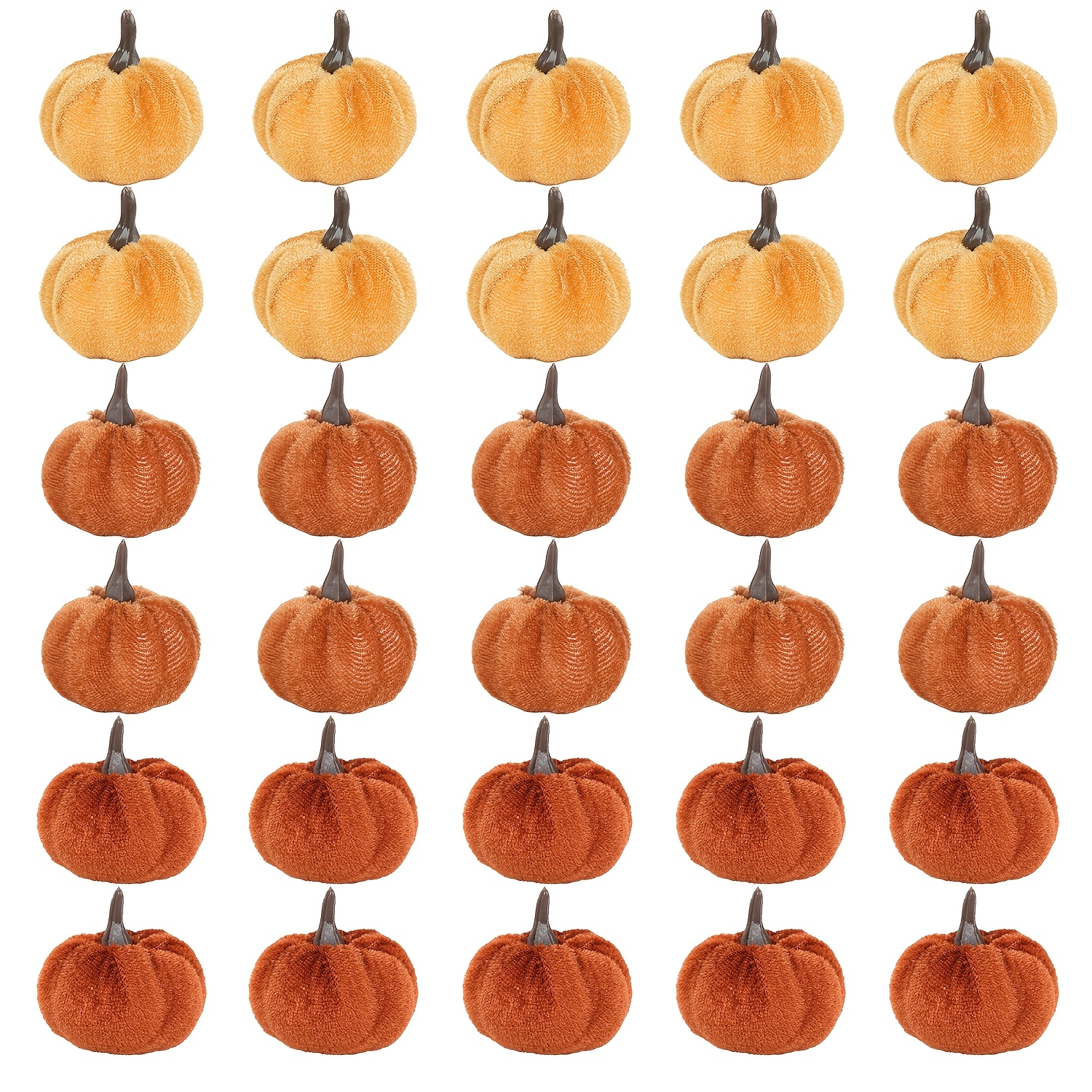 TEMU 30pcs Miniature Vintage-style Velvet Pumpkin Decorations, Fabric Pumpkin Hanging Ornaments, Suitable For Farmhouse-style Autumn Home Decor,