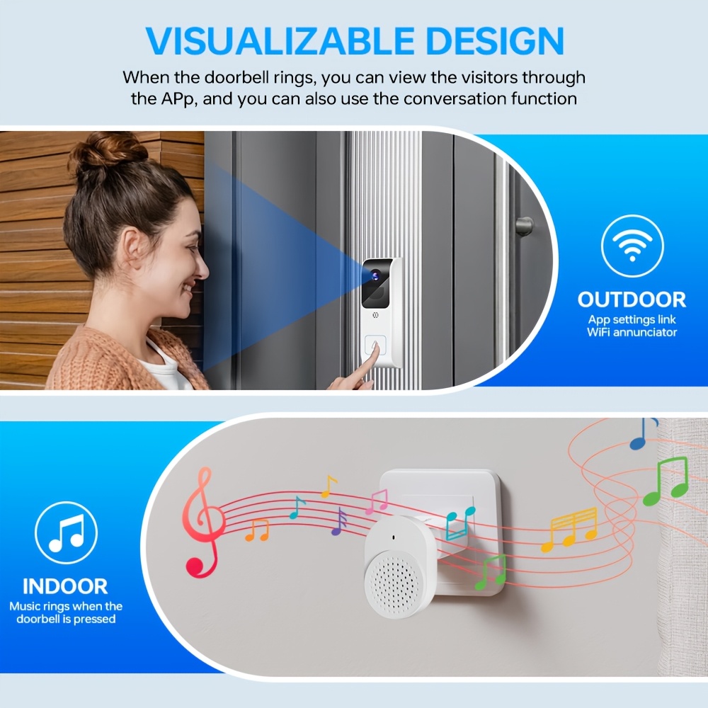 Wireless Doorbell Camera with 1440P Resolution & Two-Way Audio