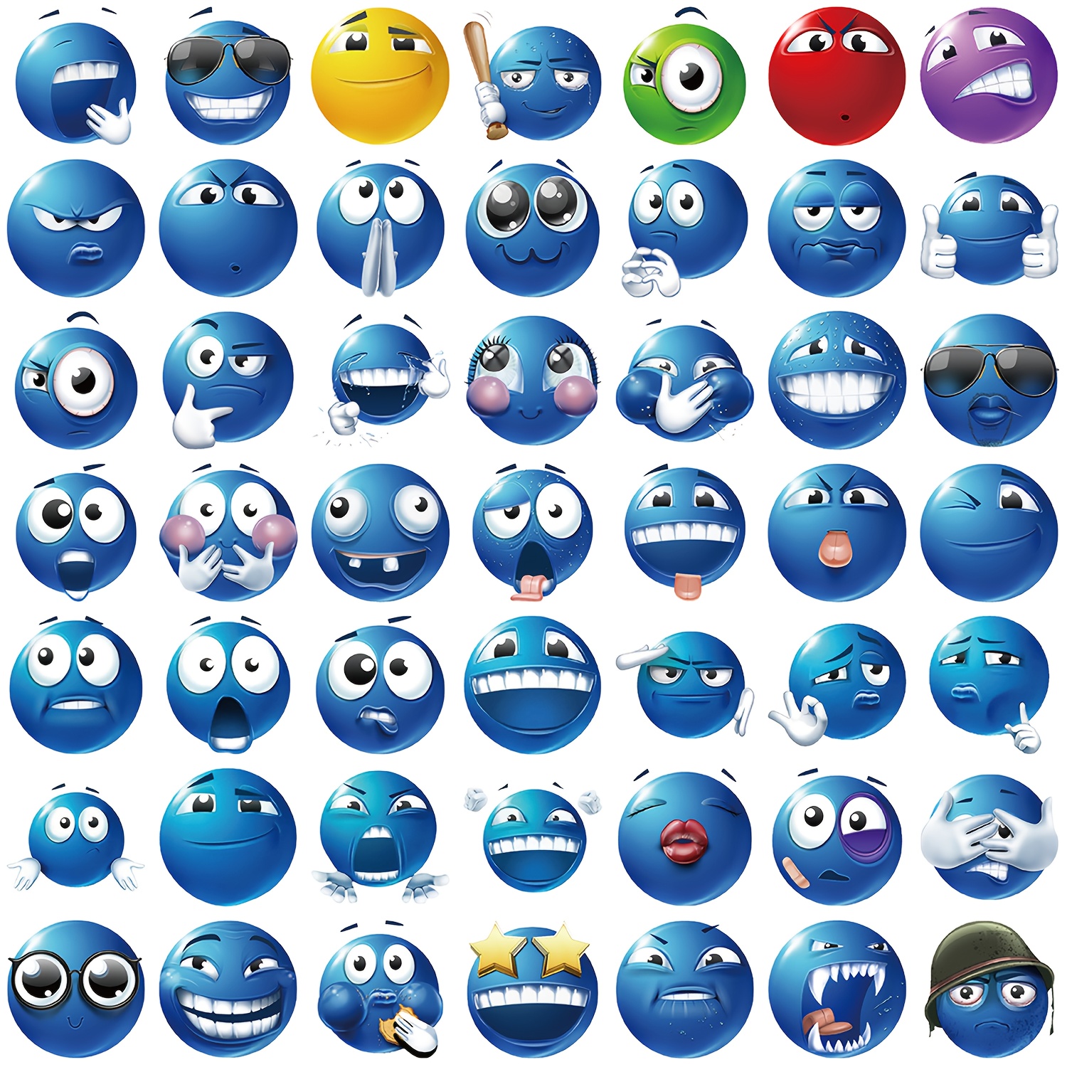 50pcs Funny Creepy Fun Bean Stickers For Luggage Skateboard Water Cup Motorcycle Notebook Sticker