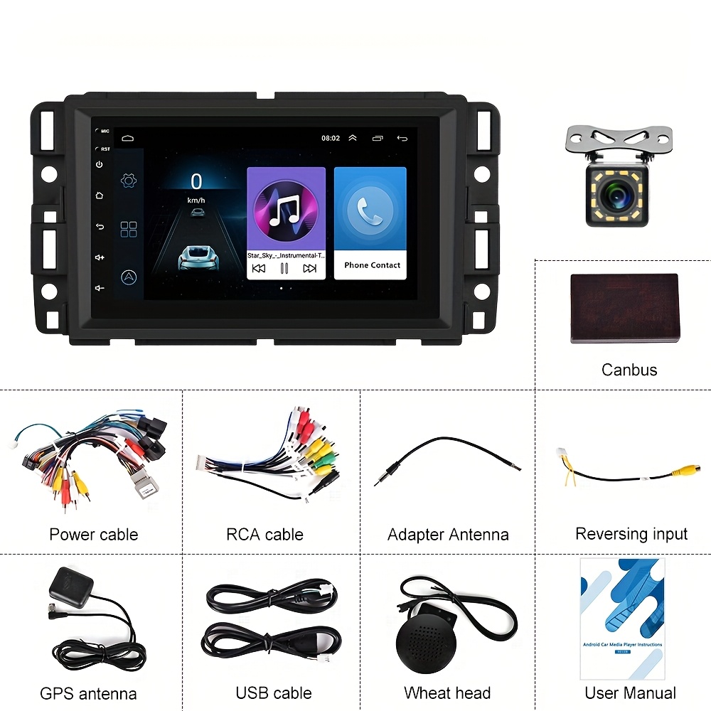 TEMU Hikity Carplay 7 Inch Car Radio For For Avalanche 2007-2011 For For For Hummer Car Video Player Gps Navigation Wifi Fm Usb, Without Battery
